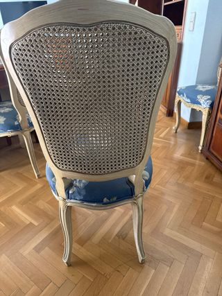 4 Sedie vintage in rattan e legno