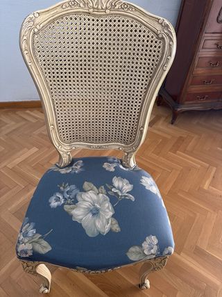 4 Sedie vintage in rattan e legno