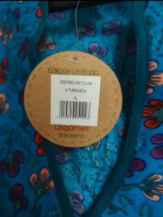 Vestido Lingam -Turquesa de Flores -Talla XL