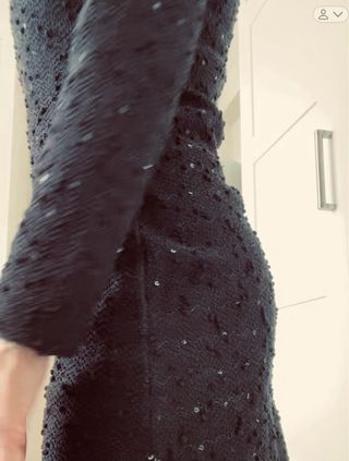 Vestido negro lentejuelas cuello Peter Pan