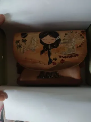 Monedero Anekke beige y verde