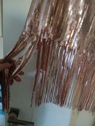 Falda dorada lentejuelas con flecos