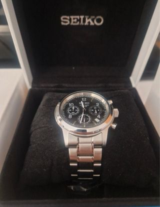 Reloj Seiko Cronógrafo Plata y Negro