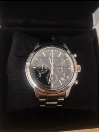 Reloj Seiko Cronógrafo Plata y Negro
