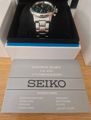 Reloj Seiko Cronógrafo Plata y Negro