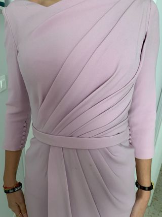 Vestido fiesta rosa drapeado