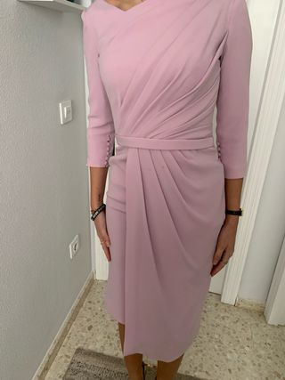 Vestido fiesta rosa drapeado