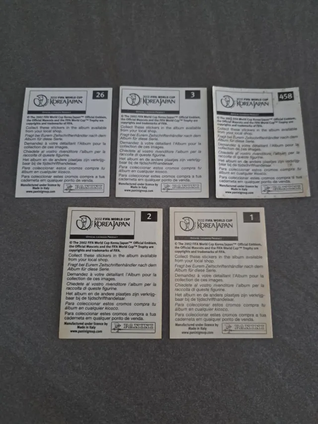 48 figurine Panini Mondiali Corea 2002