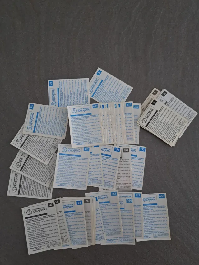 48 figurine Panini Mondiali Corea 2002