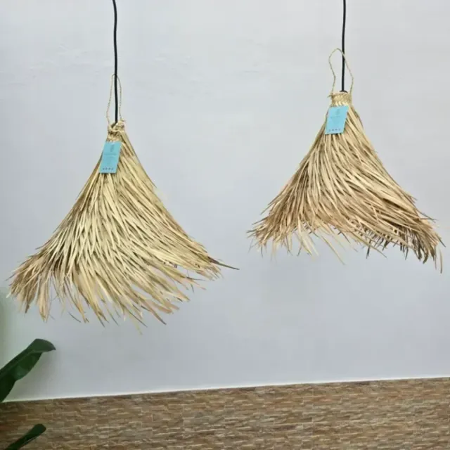 Lámpara Hoja de Palma con Flecos Estilo Boh