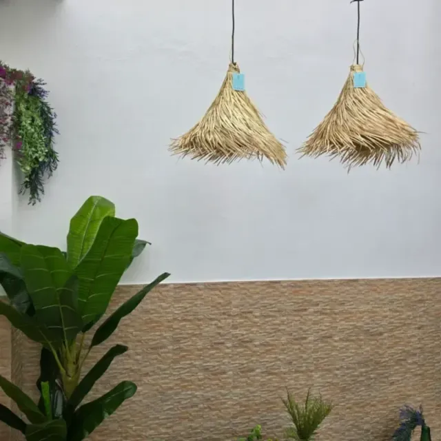 Lámpara Hoja de Palma con Flecos Estilo Boh