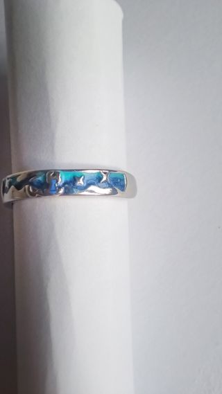 Anillo de plata 925 con esmalte verde y azul