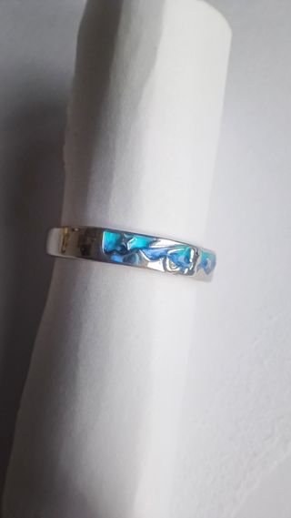 Anillo de plata 925 con esmalte verde y azul