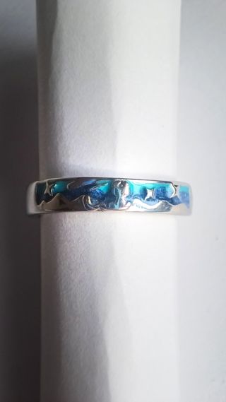 Anillo de plata 925 con esmalte verde y azul