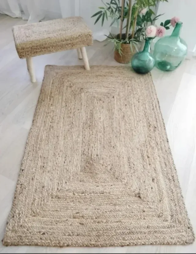 Alfombra Yute Natural Estilo Nórdico