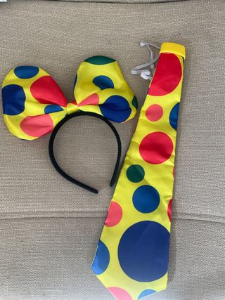 Disfraz payaso: diadema y corbata lunares
