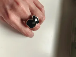 Anillo Tous Oso Negro Plata