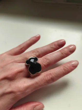 Anillo Tous Oso Negro Plata