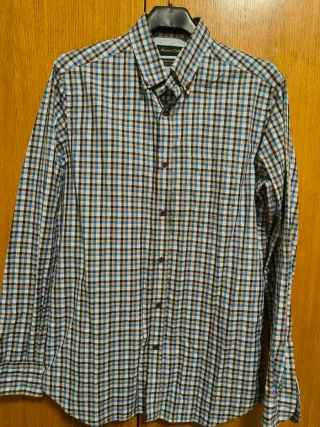 Camisa Massimo Dutti cuadros azul, beige