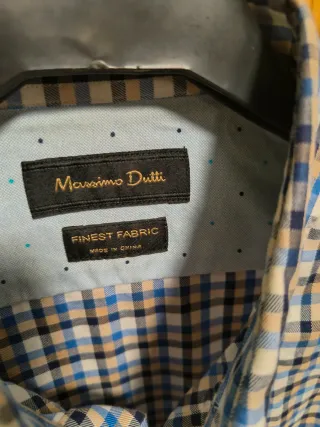 Camisa Massimo Dutti cuadros azul, beige