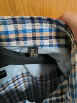 Camisa Massimo Dutti cuadros azul, beige