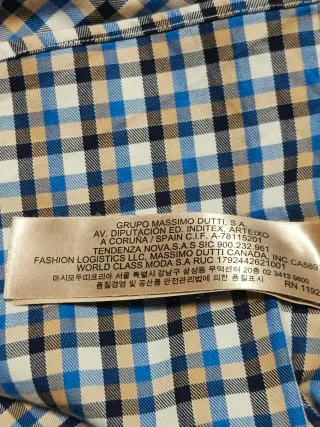 Camisa Massimo Dutti cuadros azul, beige