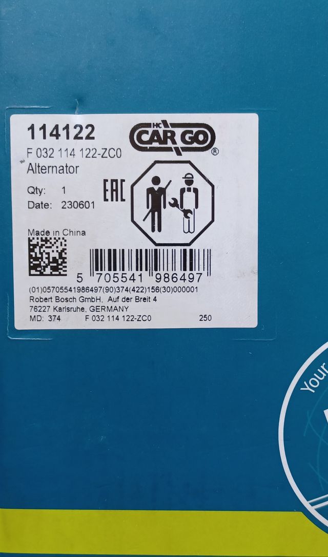 Alternador Bosch 0 986 046 250 - 14V 150A