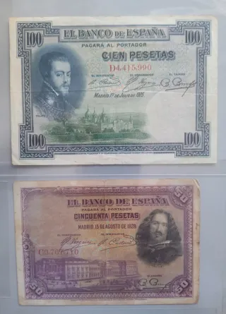 4 Billetes Antiguas Pesetas de España