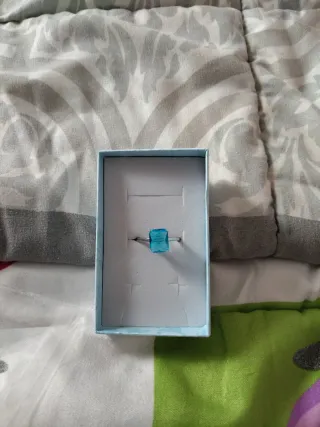 Anillo Plata Ajustable Piedra Azul