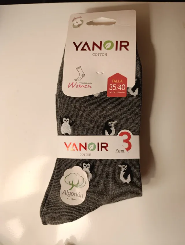 Pack 3 Calcetines YANOIR Mujer Talla 35-40 Pingüin