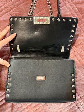 Borsa nera tracolla borchie silver