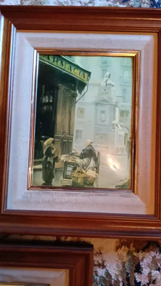 Lote 3 quadri classici in legno e lacati con brillantini