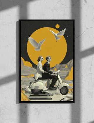 Poster Vespa Collage Artistico A4 con Cornice