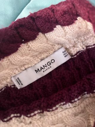 Jersey Mango Rayas Morado y Beige TALLA S