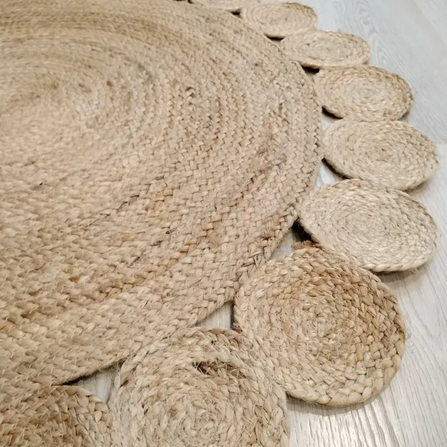 Alfombra Redonda Yute Natural Estilo Boho