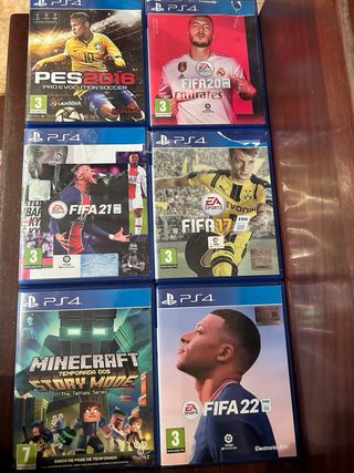 Lote 6 Juegos PS4: FIFA 17, 21, 22 y Minecraft