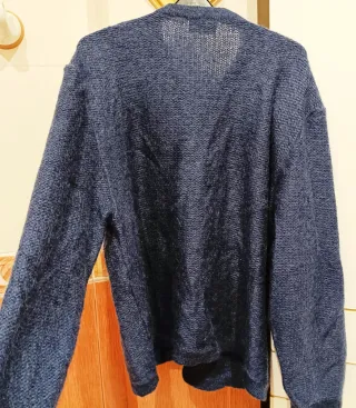 Rebeca azul de mohair con flores