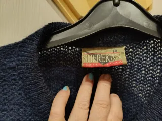 Rebeca azul de mohair con flores