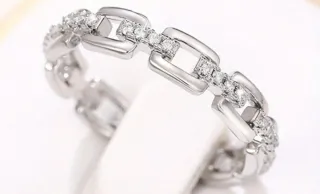 Anillo Plata Talla 6 Eslabones Circonitas