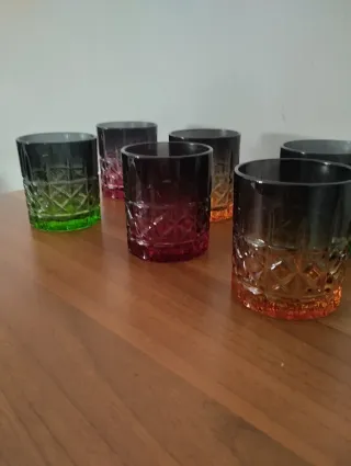 Set 6 Bicchieri Vetro Colorati