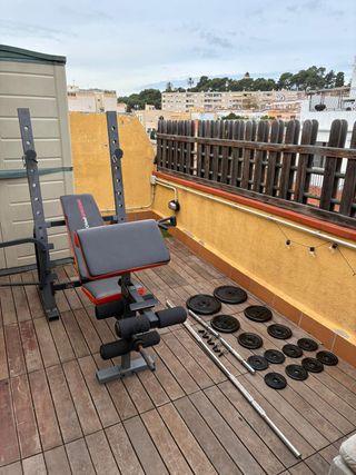 Banco entrenamiento + Barras + 42kg Discos GYM