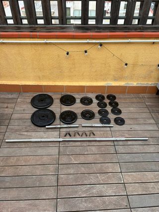 Banco entrenamiento + Barras + 42kg Discos GYM