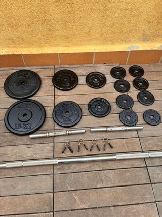 Banco entrenamiento + Barras + 42kg Discos GYM