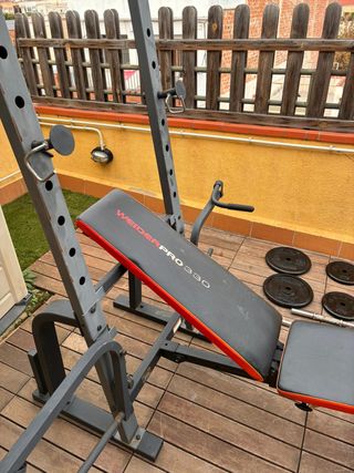 Banco entrenamiento + Barras + 42kg Discos GYM