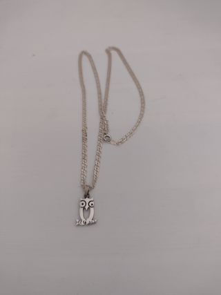 Colgante y cadena de plata búho