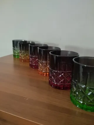 Set 6 Bicchieri Vetro Colorati