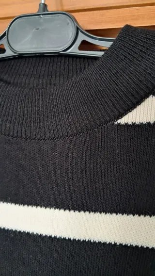 Vestido de punto largo rayas blanco y negro