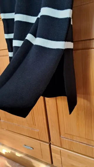 Vestido de punto largo rayas blanco y negro