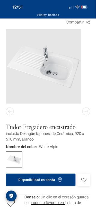 Fregadero de porcelana Tudor