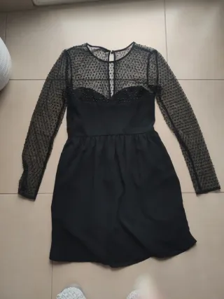 Vestido de fiesta negro ZARA lentejuelas abalorios